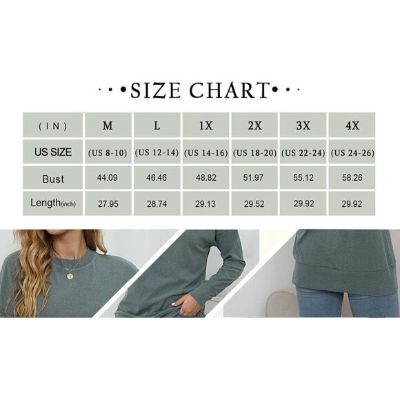 Plmoken Sweatshirts For  Women Long Sleeve Round Neck Tunic Tops For Leggings - Picture 4 of 6